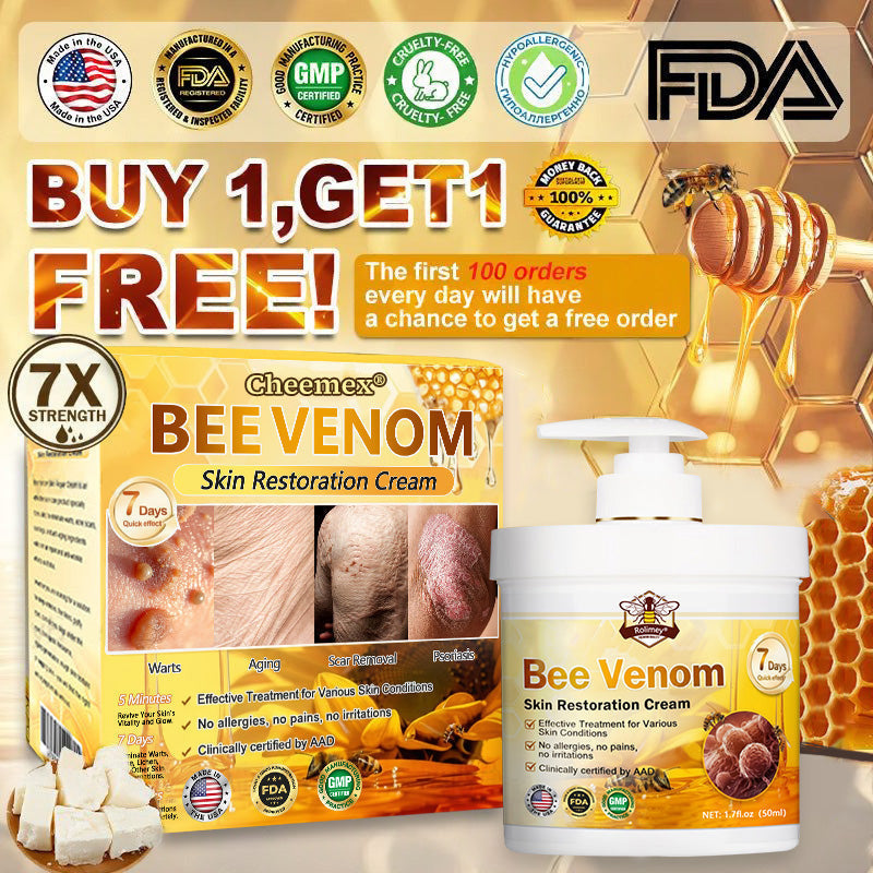 🐝🔥FDA Approved|Cheemex® Bee Venom Skin Restoration Cream (Anti-aging, Hydrating, Skin Repair, Even Tone, Acne and Dark Spot Treatment, Wart and Mole Removal, Psoriasis Relief)